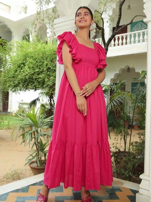kaori by shreya agarwal pink cotton maxi dress