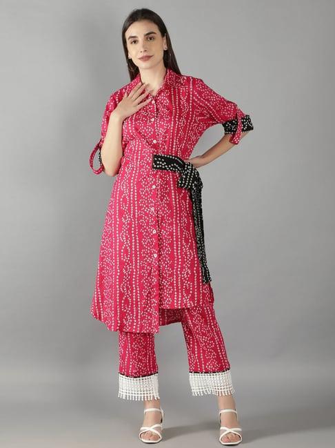kaori by shreya agarwal pink cotton printed kurta pant set