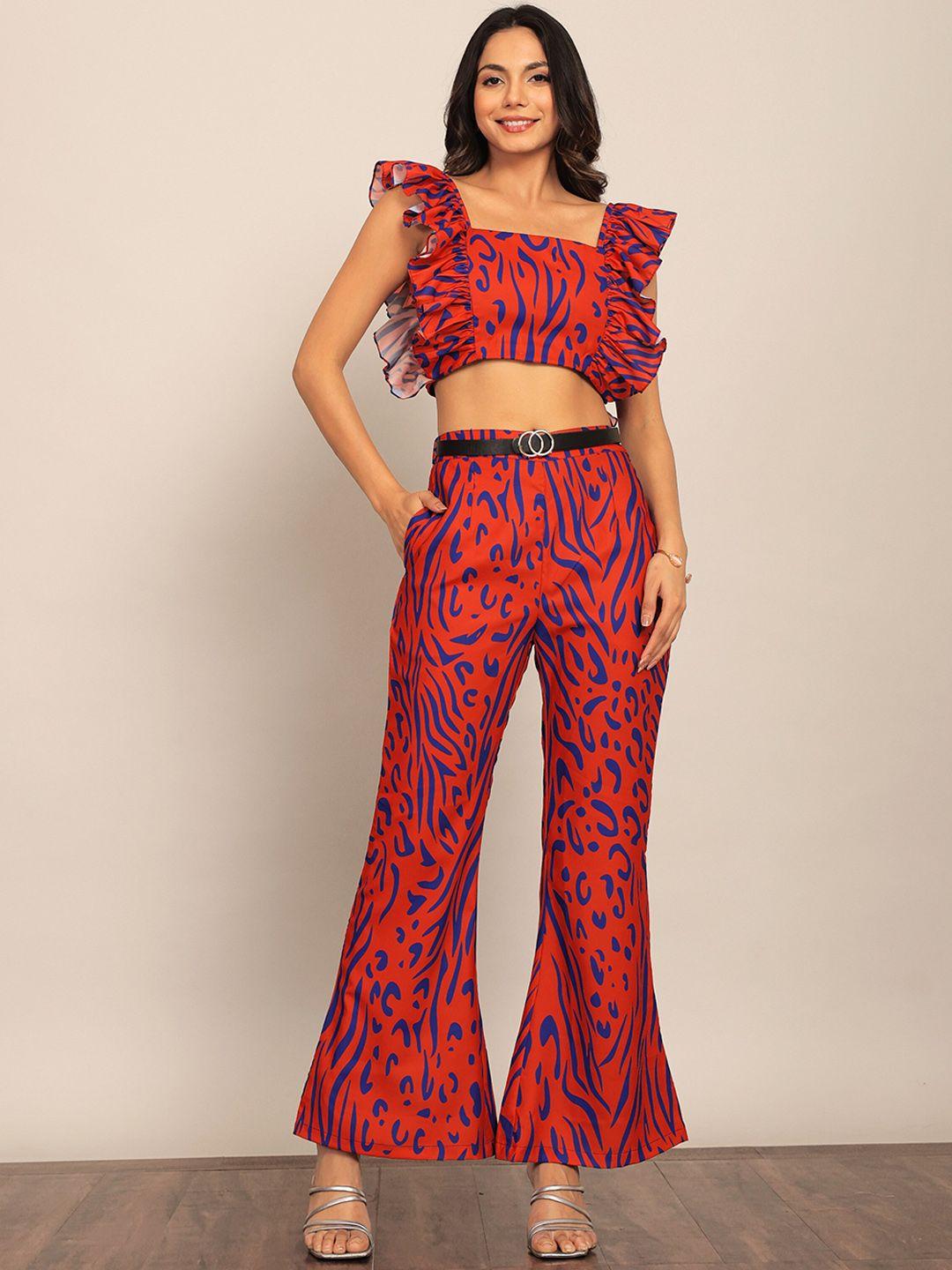 kaori by shreya agarwal printed crop top with trouser co-ords