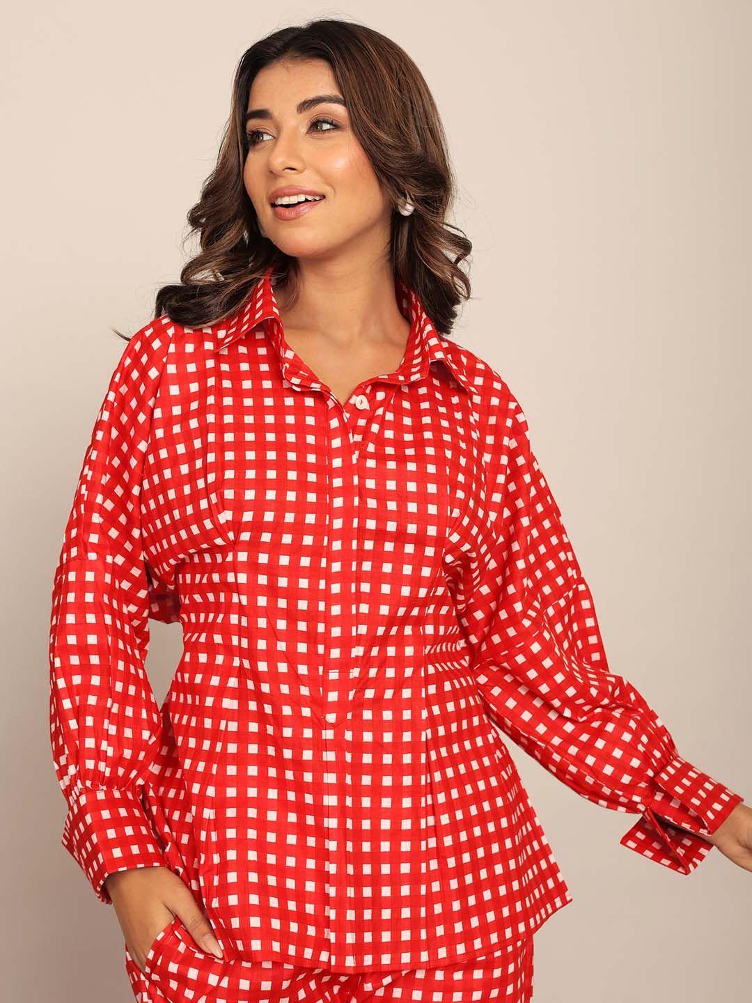 kaori by shreya agarwal women comfort polka dot opaque printed casual shirt