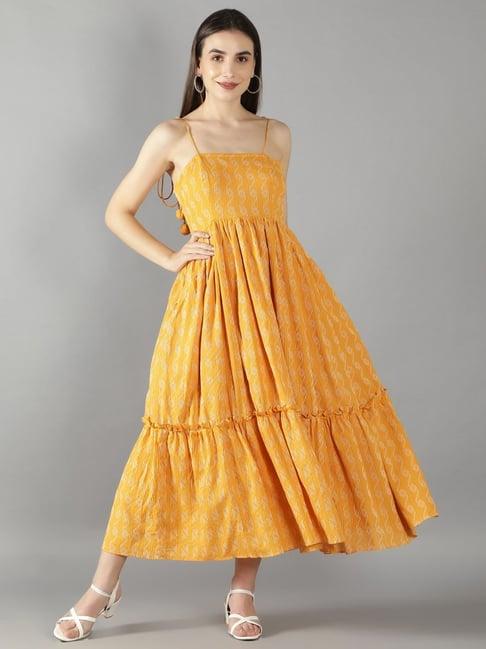 kaori by shreya agarwal yellow cotton embroidered maxi dress