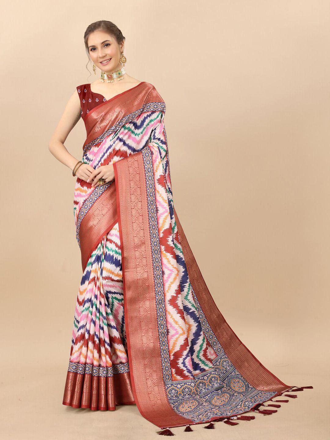 kapadiya fab maroon ethnic motifs zari silk cotton designer banarasi saree