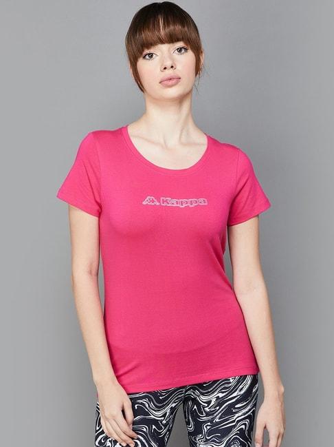 kappa pink cotton printed sports t-shirt