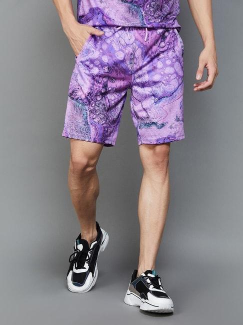 kappa purple regular fit printed shorts