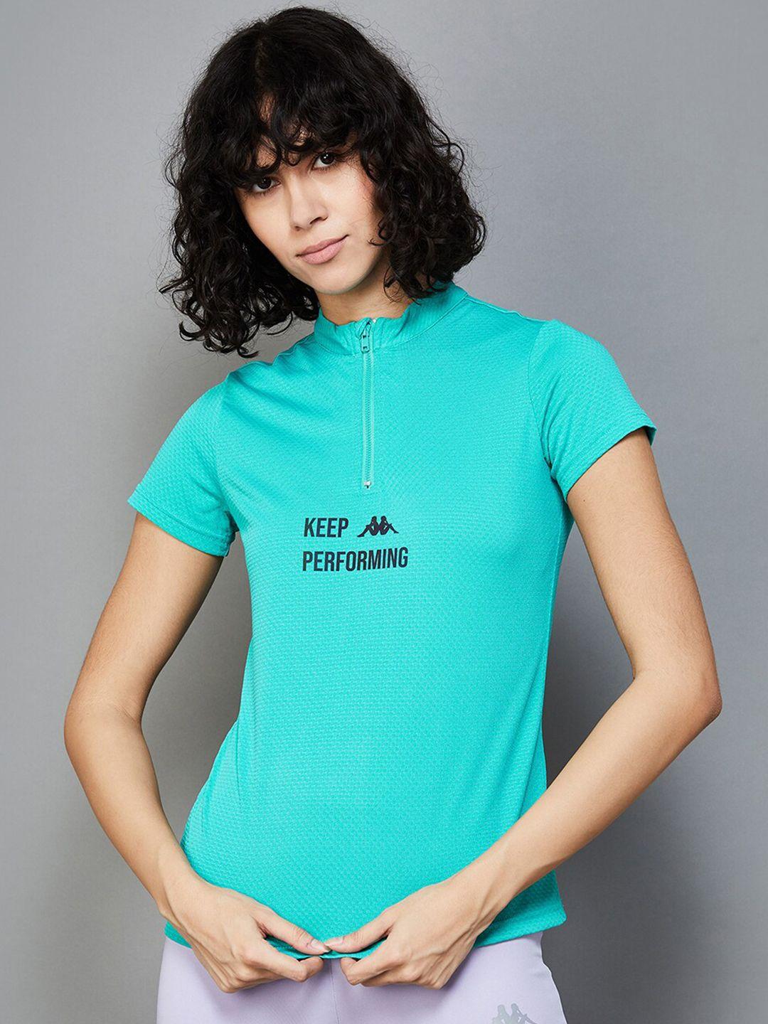 kappa typography printed mock collar t-shirt