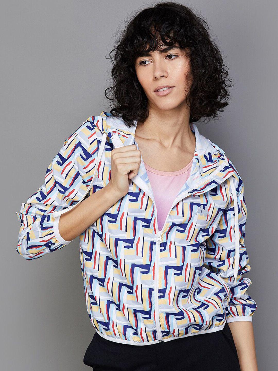 kappa abstract printed hooded crop bomber jacket