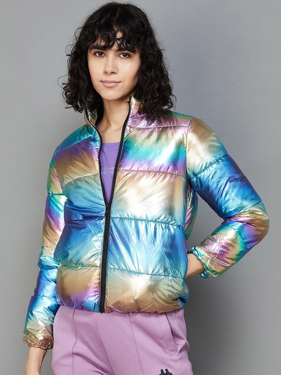 kappa abstract printed stand collar puffer jacket