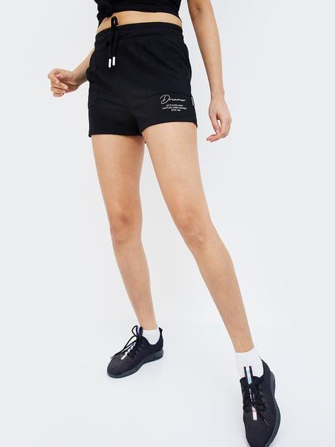 kappa black graphic print shorts