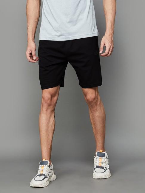 kappa black regular fit sports shorts