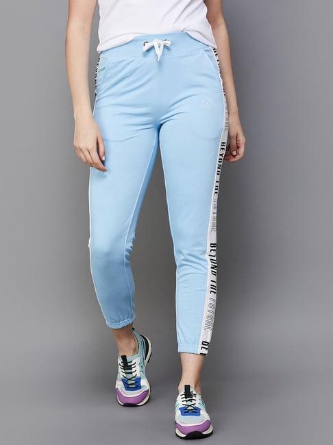 kappa blue cotton printed sports track pants