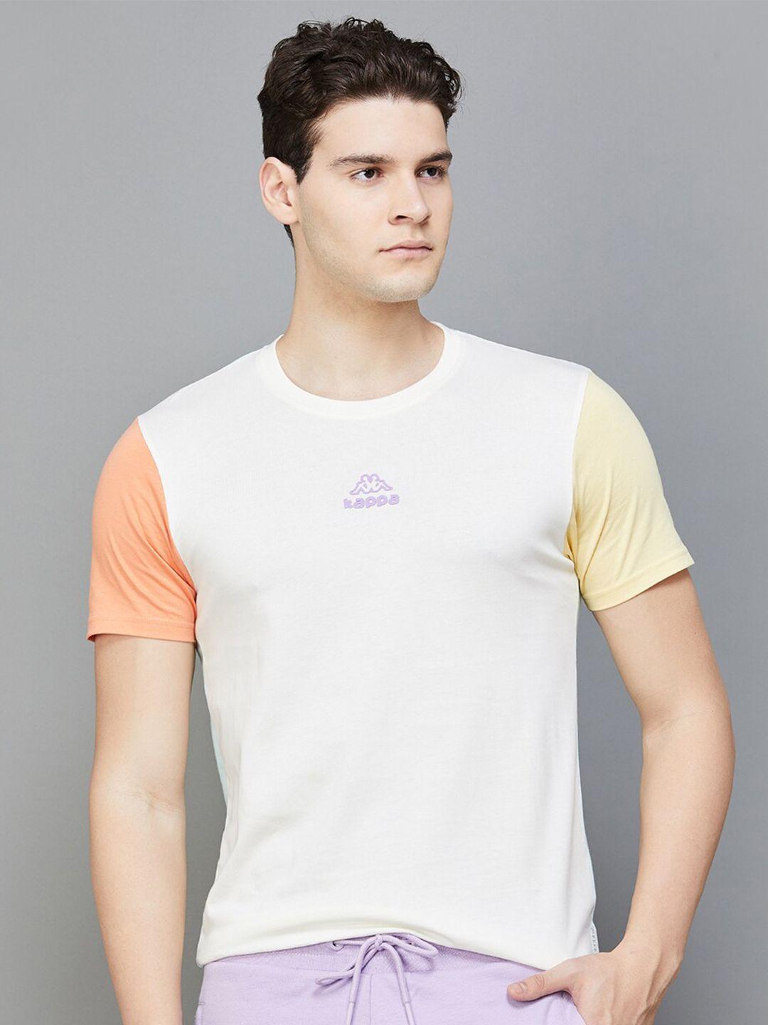 kappa colourblocked pure cotton casual t-shirt
