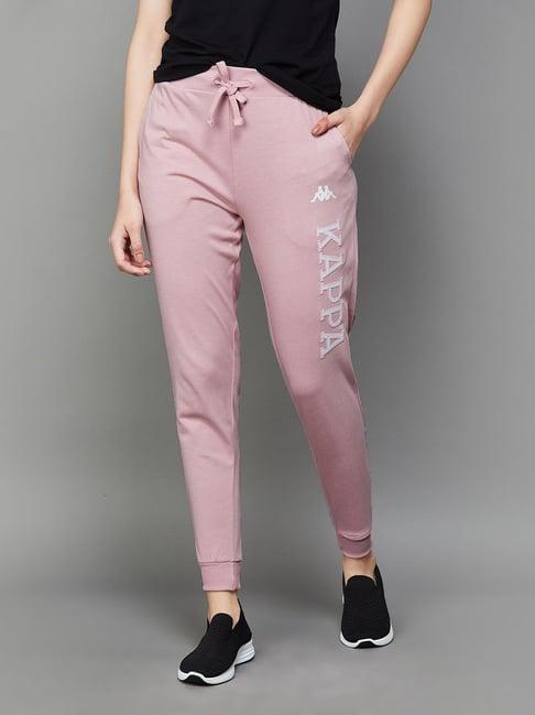 kappa dusty pink printed mid rise sports joggers