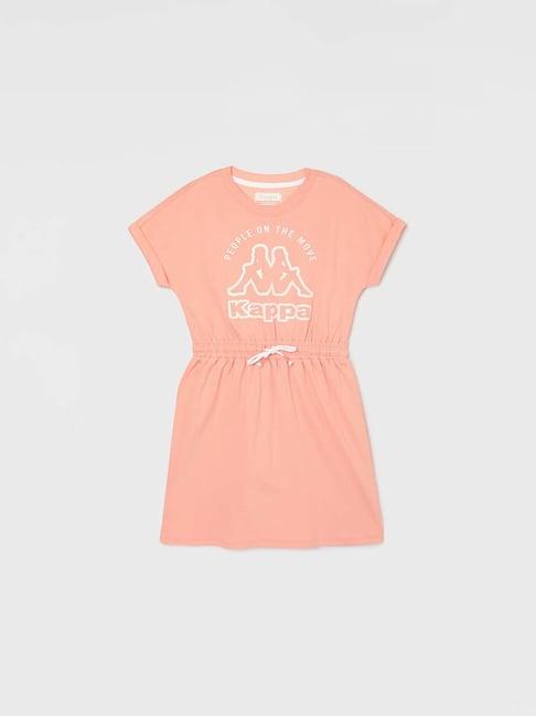 kappa kids peach cotton printed dress