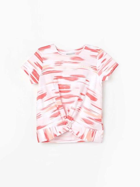 kappa kids pink & white printed t-shirt