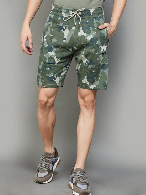 kappa olive regular fit camo print sports shorts
