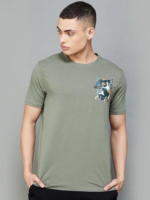 kappa olive regular fit printed sports t-shirt