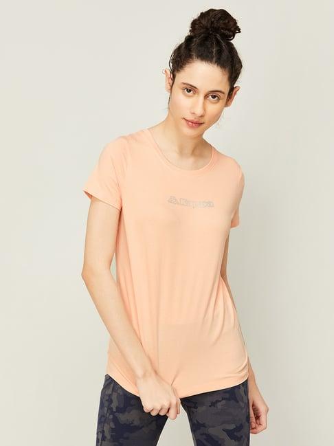 kappa peach cotton regular fit sport t-shirt