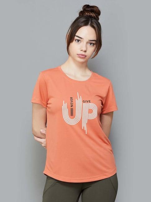 kappa peach printed sports t-shirt