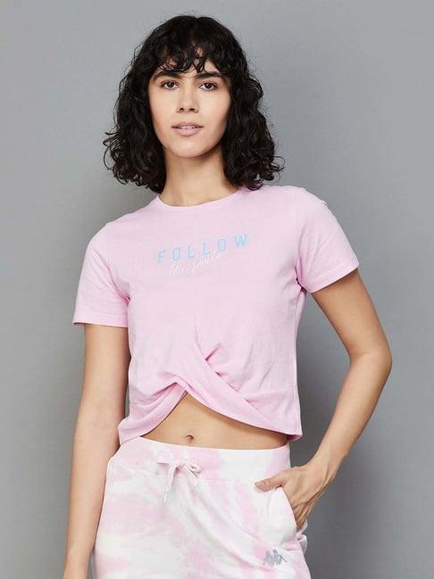 kappa pink cotton printed sports t-shirt