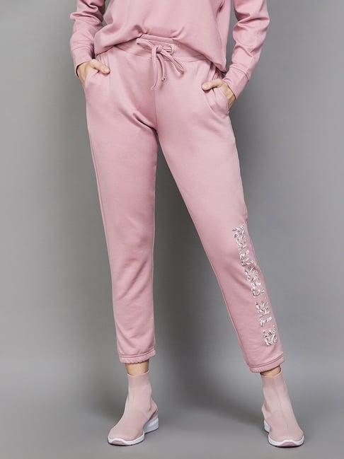 kappa pink printed mid rise sports joggers