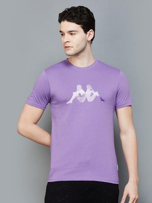 kappa purple cotton regular fit printed t-shirt