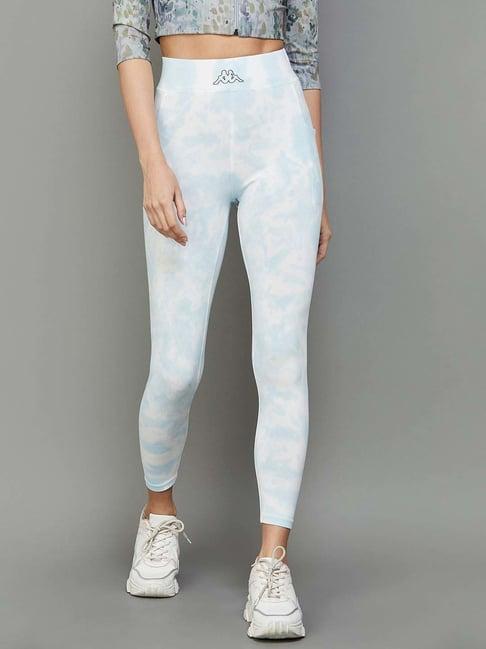 kappa white & blue printed tights