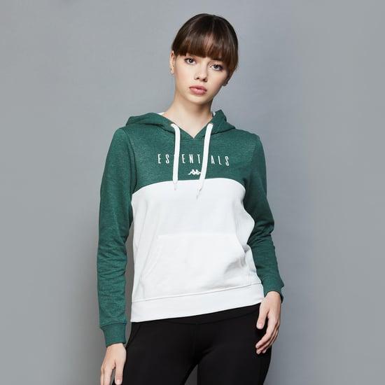 kappa women colourblocked hooded sports sweatshirt