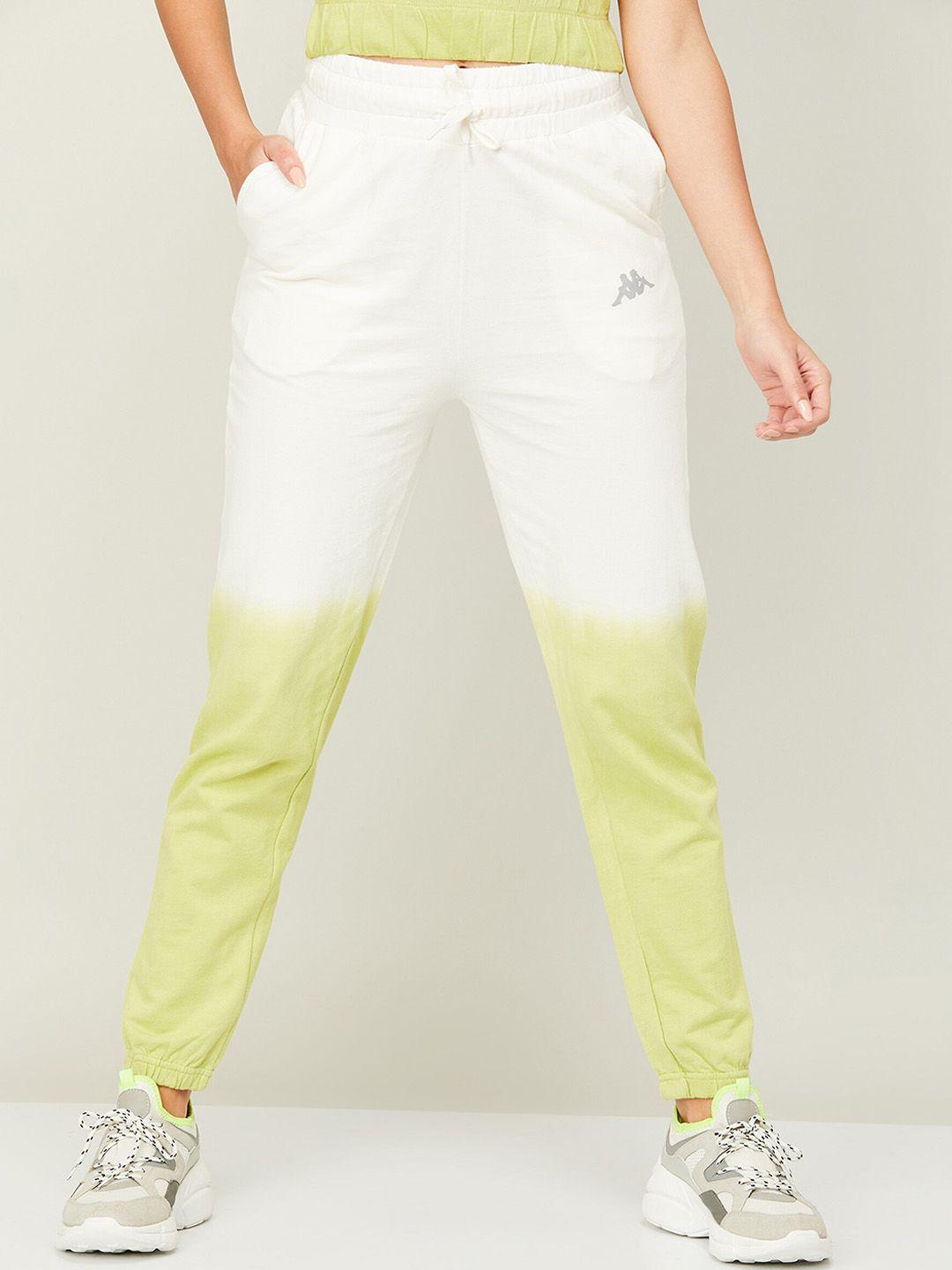 kappa women colourblocked pure cotton joggers