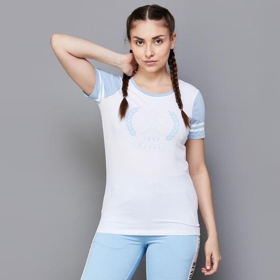 kappa women colourblocked slim fit printed t-shirt