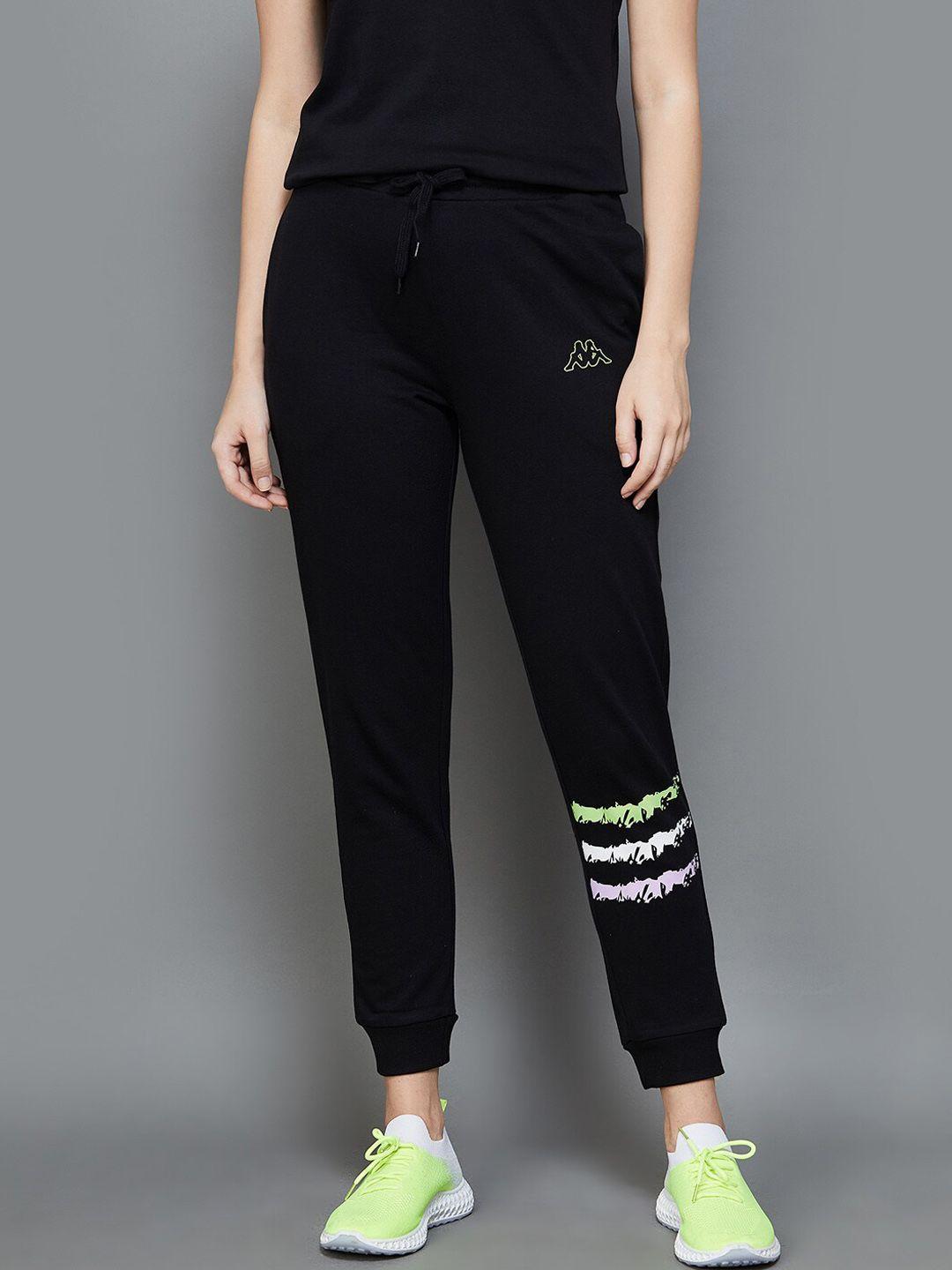 kappa women graphic printed mid-rise sports joggers