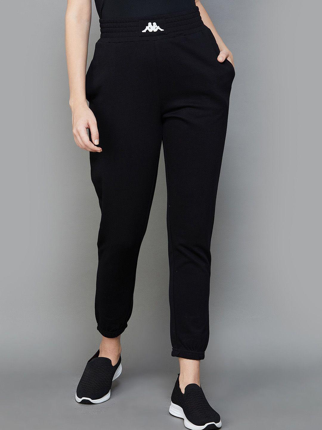 kappa women mid-rise pure cotton sports joggers