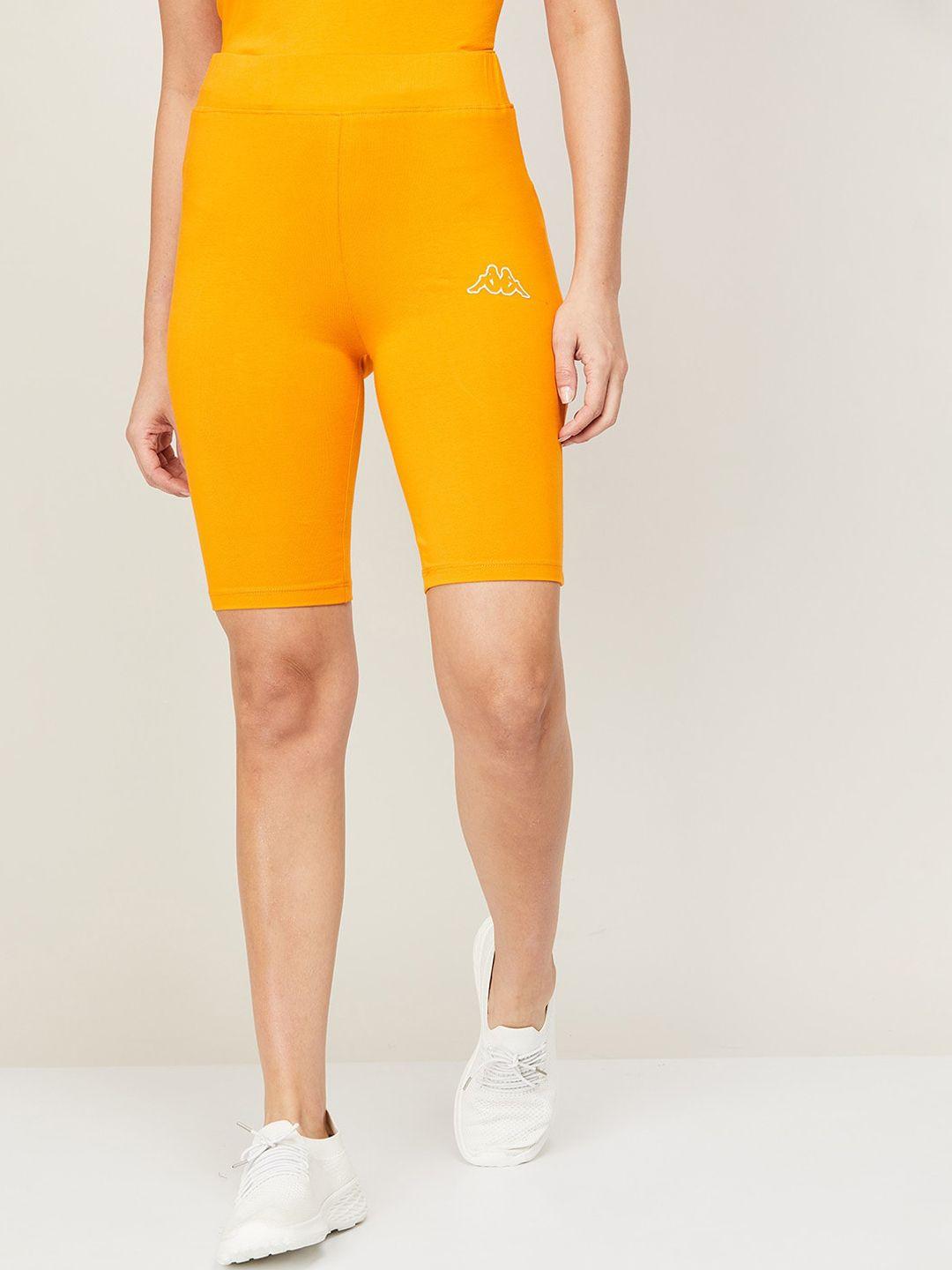 kappa women orange sports shorts