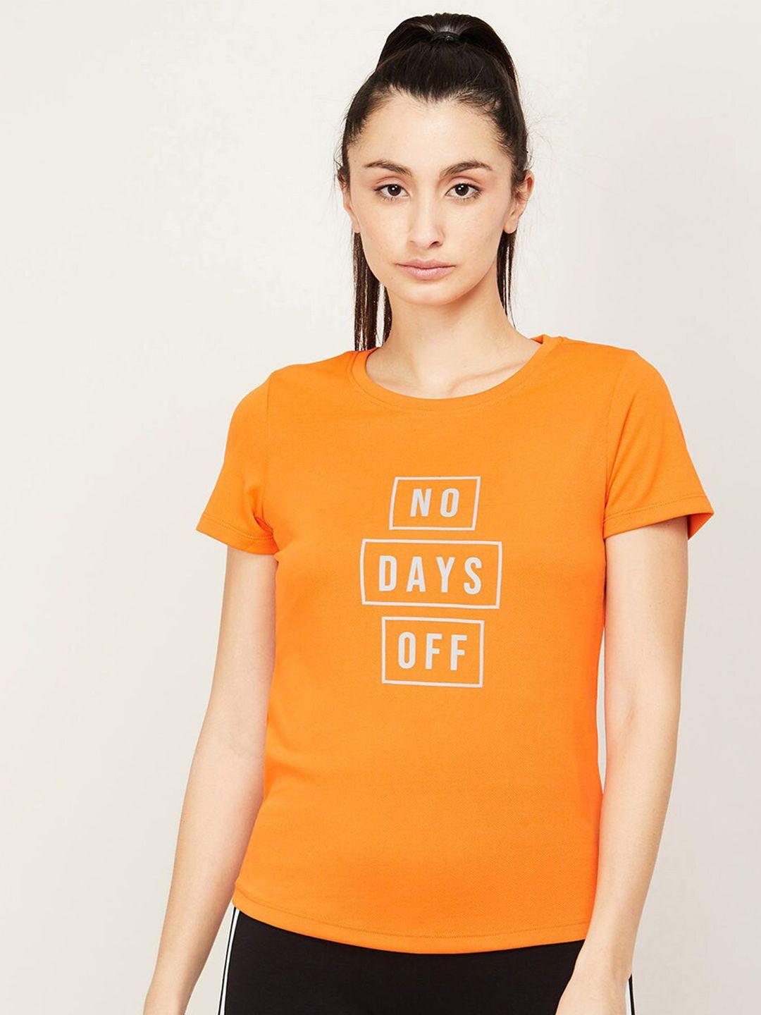 kappa women orange typography printed slim fit t-shirt