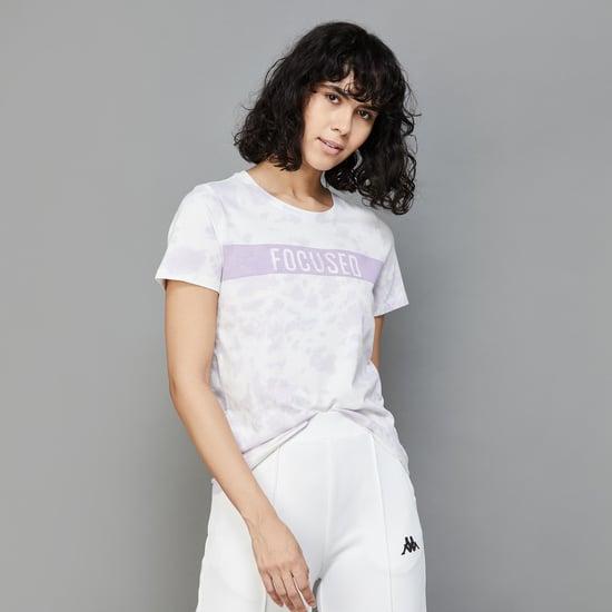 kappa women printed sports regular fit t-shirt