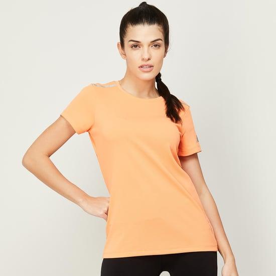 kappa women solid round neck sports t-shirt