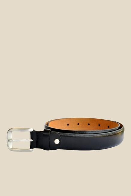 kara black solid leather belt