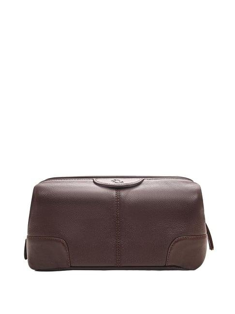 kara brown casual leather toiletry pouch