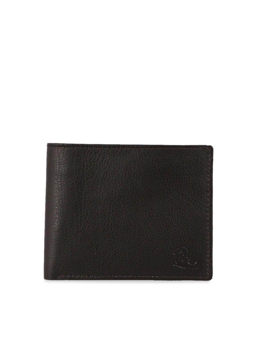 kara men brown solid genuine leather two fold wallet