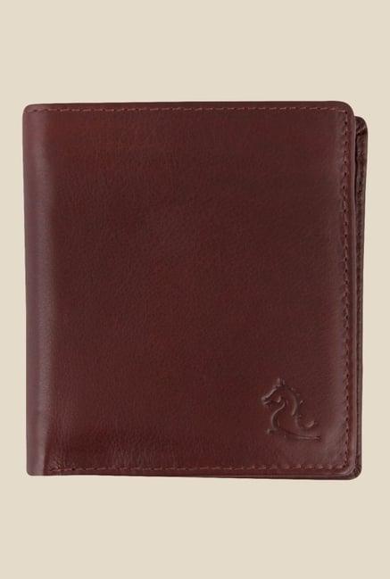 kara brown solid bi-fold leather wallet