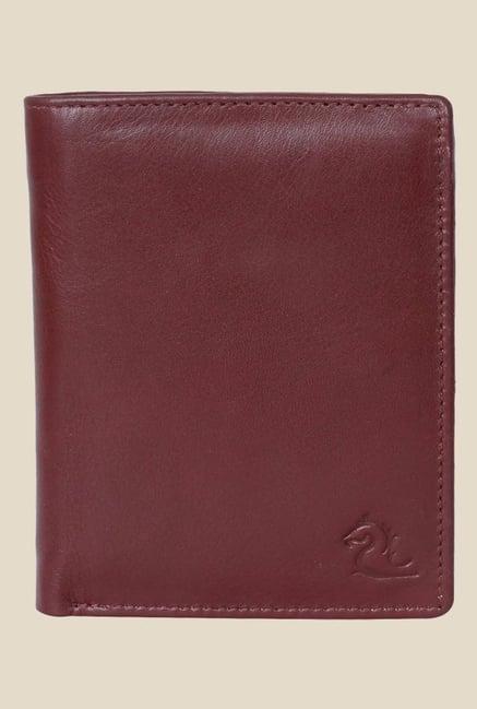 kara brown solid bi-fold leather wallet