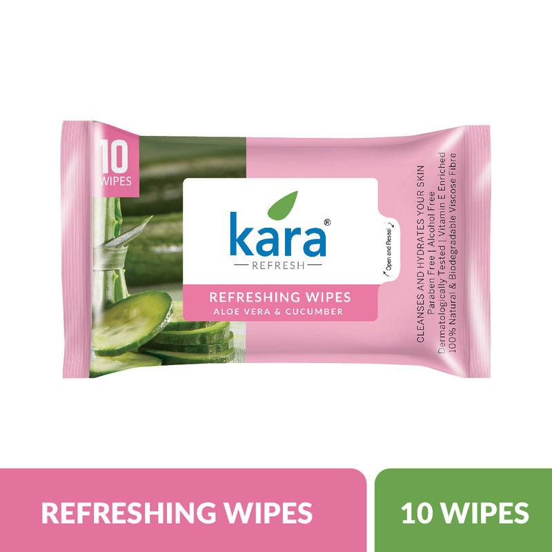 kara cleaning & hydrating refreshing wipes with cucumber and aloe vera - 10 wipes