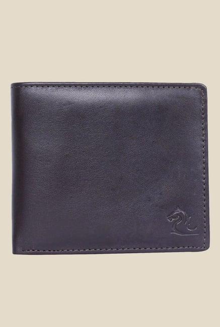kara dark brown solid bi-fold leather wallet