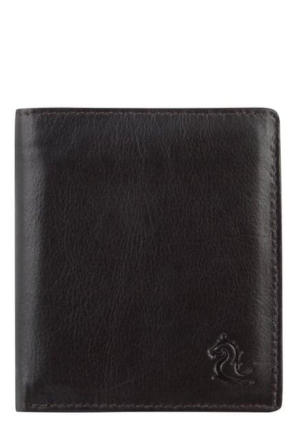 kara dark brown solid leather wallet