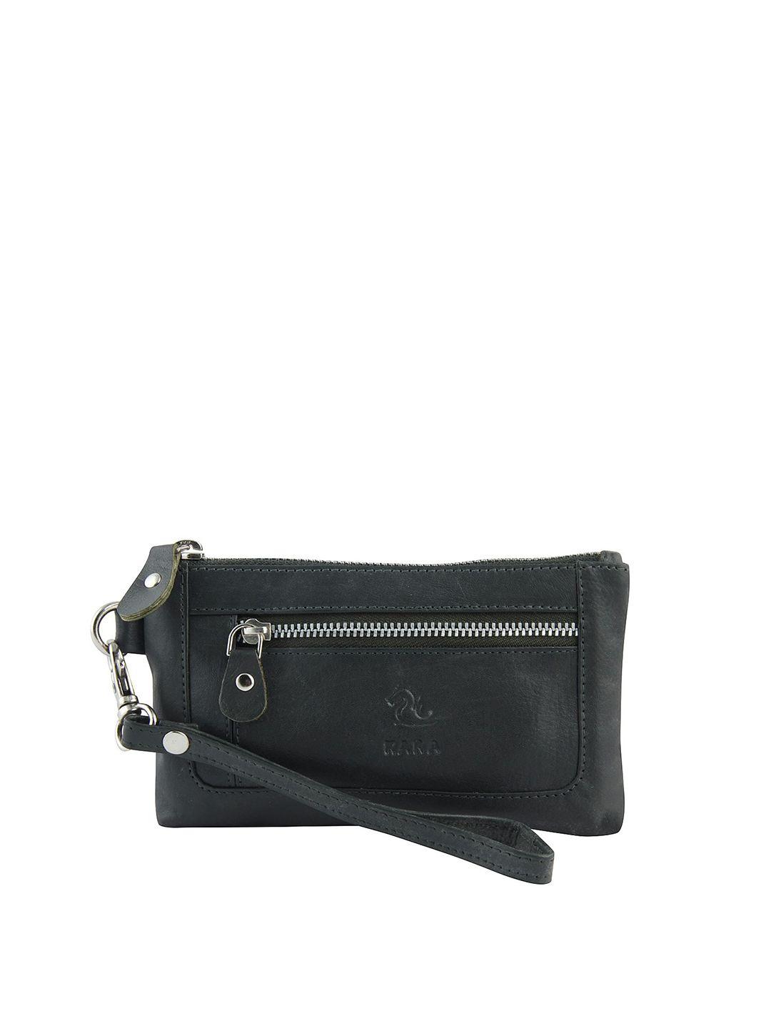kara leather purse clutch with zip detail