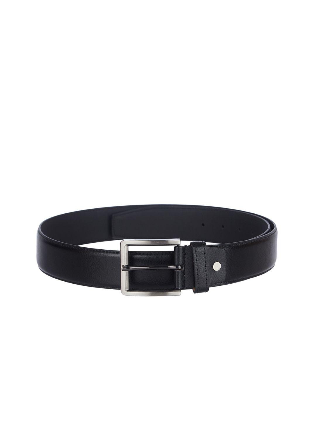kara men black smart casual solid faux leather belt