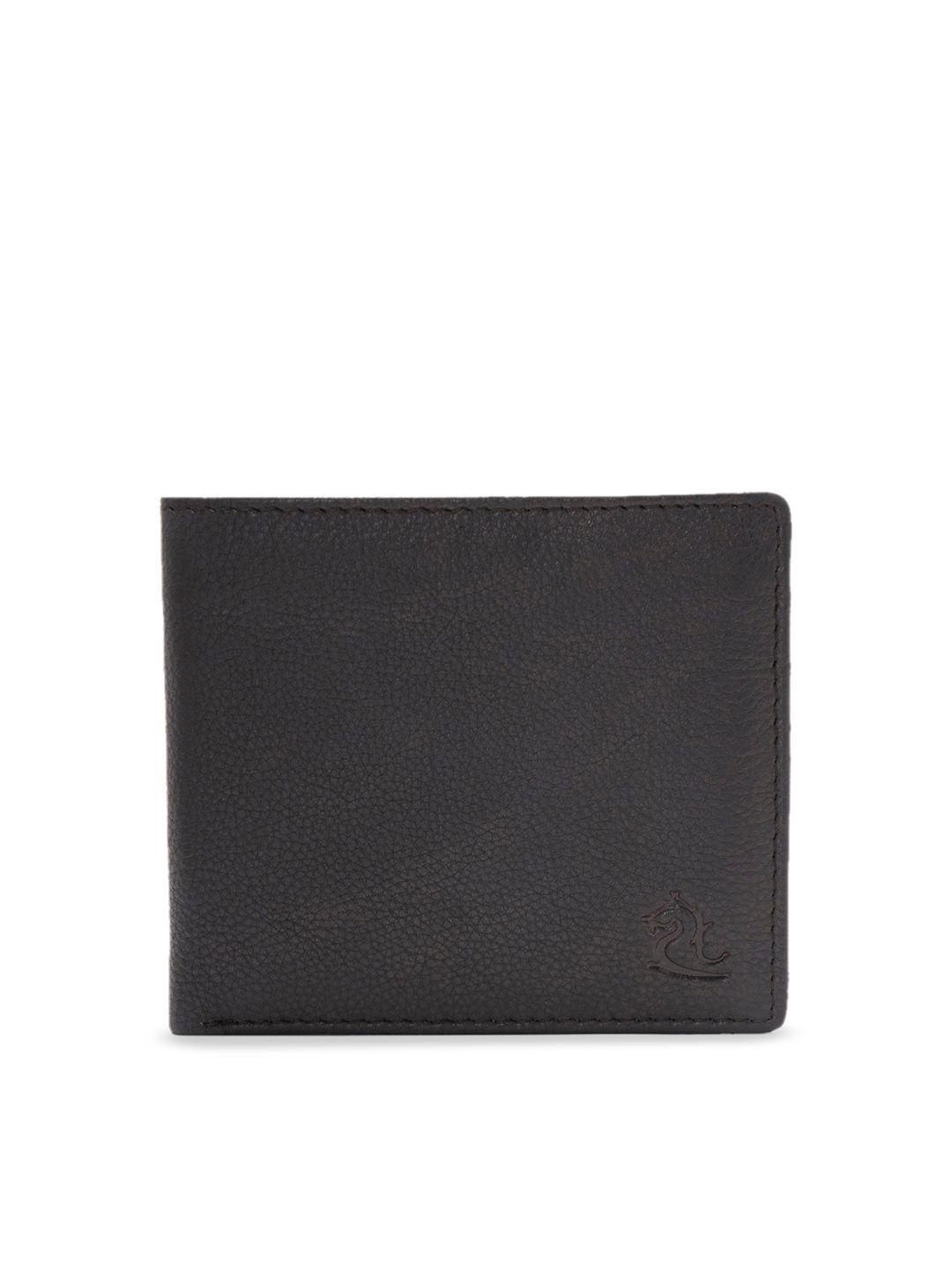 kara men brown textured leather two fold wallet