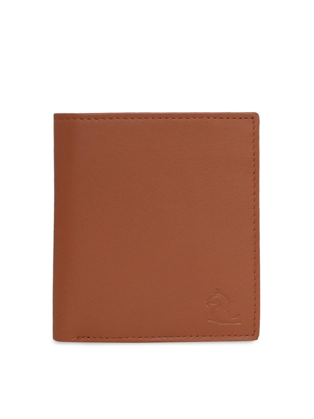 kara men light tan brown solid leather two fold wallet