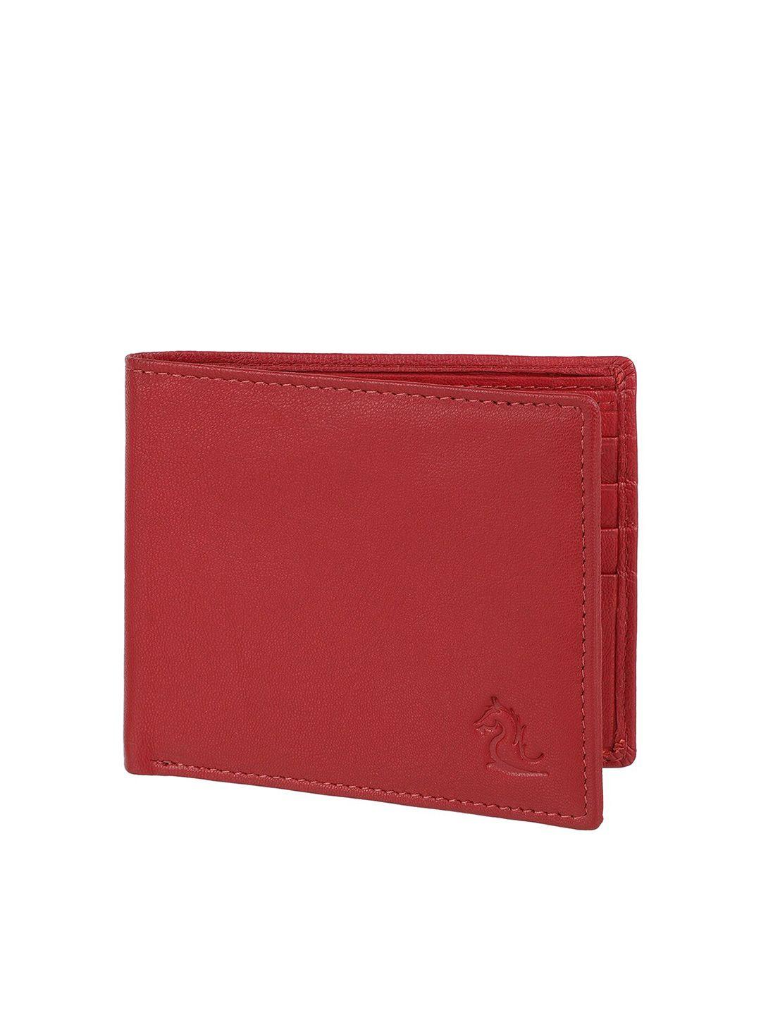 kara men red leather two fold wallet