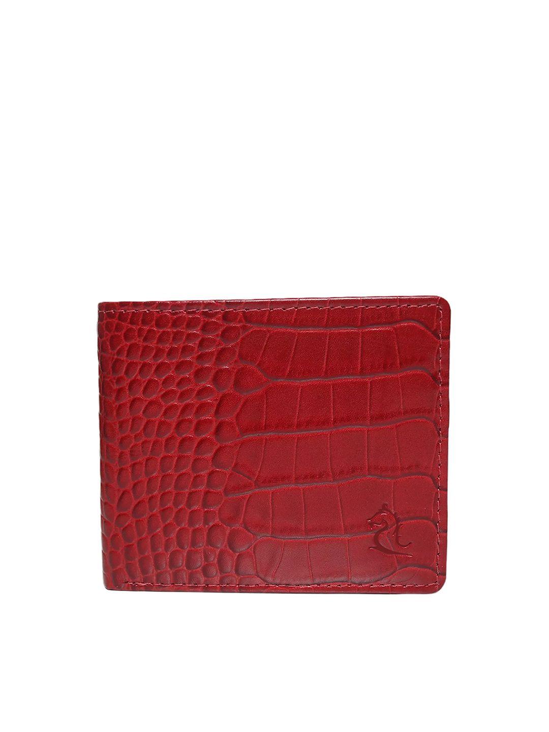 kara men red textured leather two fold wallet