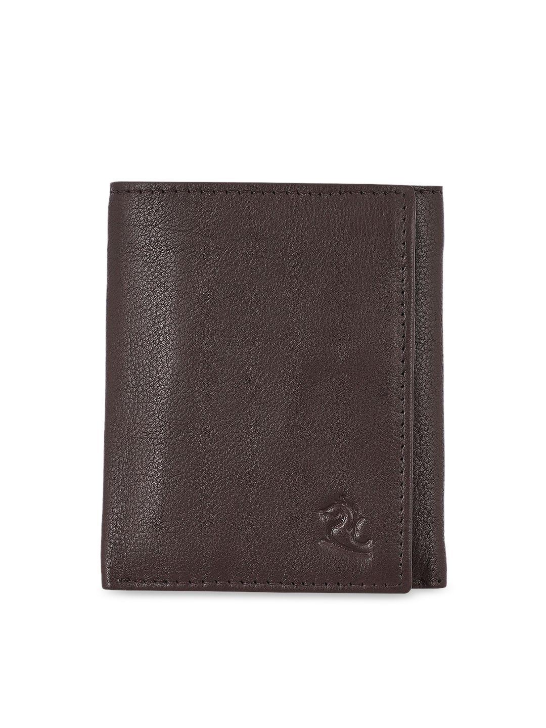 kara men tan brown solid leather three fold wallet